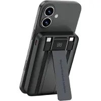 Wiwu Powerbank 10000mAh - Type-C en Lightning kabel - Met kickstand - Digital display - Zwart
