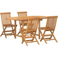vidaXL Tuin Eettafel Set 5 st Bruin Massief Teakhout