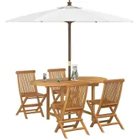 vidaXL Tuin Eettafel Set 5 st Bruin Massief Teakhout