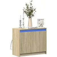 vidaXL LED-zijtafel Sonoma-eik, 72x34x61 cm, houtvezel
