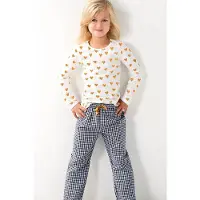 Little label pyjama van katoen wit/blauw/geel Meisjes Stretchkatoen Ronde hals - maat 170/176