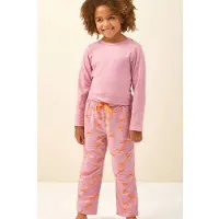 Little label pyjama met all over print op de broek Roze Meisjes Stretchkatoen Ronde hals - maat 170/176