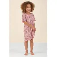 Little label shortama roze Meisjes Stretchkatoen Ronde hals All over print - maat 110/116