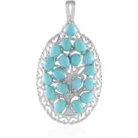 Cavill - Zilveren Hanger - 925 Sterling Zilver Geplatineerd - 3 042 ct Natuurlijke Sleeping Beauty Turkooisen - Elegant Boom Filigraan