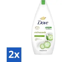 Dove 2 x - Douchegel - Refreshing - Komkommer & Groene thee - Verfrissend - 400 ml - Douchegel - Frisheid - Reiniging - Uitdroging - Scrub