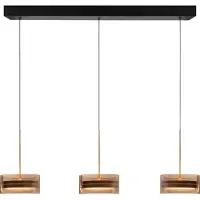 Highlight Hanglamp Enzo 3-lichts Recht Brons/Amber Glas