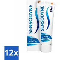 Sensodyne 12 x - Tandpasta - Extra Fresh Gel - Voor Gevoelige Tanden - 75 ml - Gevoelige Tanden - Tandpasta - Frisse Mond - Tandplak - Tandbederf