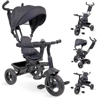 Mobiclinic Lulu - Driewieler voor kinderen van 18m-5 jaar - Evoluerende driewieler - 3 in 1 - 360º draaibare stoel - Veilig - Comfortabel en praktisch - Verstelbaar ontwerp - Zwart