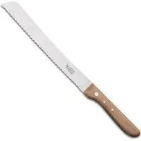Windmühlenmesser Broodmes met Golf - RVS - Handgeslepen - Lemmet 19.5 cm - Heft Kersenhout