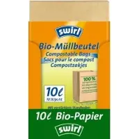 Swirl Papieren Vuilniszakken 10 Liter | 70 Zakken | 35x28 cm - Papieren Zakjes 10 Liter, Afvalzakjes Papier, Papieren Afvalzakken 10 Liter