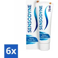 Sensodyne 6 x - Tandpasta - Extra Fresh Gel - Voor Gevoelige Tanden - 75 ml - Gevoelige Tanden - Tandpasta - Frisse Mond - Tandplak - Tandbederf