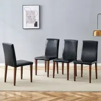 OKWISH Eetkamerstoel 90 Cm – Set Van 4 Met Ergonomische Rugleuning En Onderhoudsvriendelijk Zitvlak – Voor Eetkamer En Woonkamer – Metaal En Kunstleer – Zwart