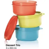 Tupperware Desserttrio — 3 x 200 ml (rood-groen-blauw)