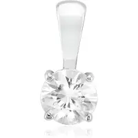 Cavill - Zilveren Hanger - 925 Sterling Zilver Geplatineerd - 0,859 ct Cambodjaanse Zirkoon Rond Briljant - Elegant Luxe Design 12x5,5 mm