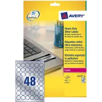 Avery-Zweckform laseretiket rond 30mm zilver 20 vel 48 etiketten per vel