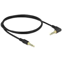 DeLOCK 3,5mm Jack 4-polig audio/video slim kabel met extra ruimte AWG24 - haaks / zwart - 1 meter