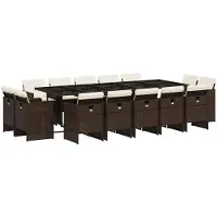 vidaXL 15-delige Tuinset met kussens poly rattan bruin