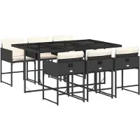 vidaXL 7-delige Tuinset met kussens poly rattan zwart