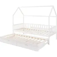 En.casa Kinderbed Aarghonmaa met uitschuifbed en opberglades 90x200 cm wit []