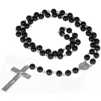 LGT JWLS Rozenkrans zwarte kralen Crucifix Kruis