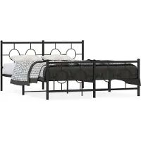 vidaXL Bedframe met hoofd- en voeteneinde metaal zwart 150x200 cm