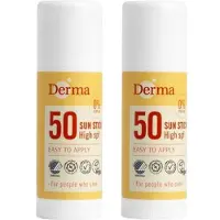 Derma Sun - Zonnestick SPF50 2 x 18 ml - Waterbestendige Zonbescherming - UVA en UVB Bescherming - Voor Neus, Oren en Nek - Parfumvrij - AllergyCertified