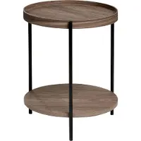 Beliani LANDER - Bijzettafel - Donkerbruin - MDF