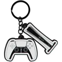 Difuzed PlayStation - Rubber Sleutelhanger - Grijs/Zwart