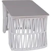 Mendler Loungetafel -P90, tuintafel balkontafel outdoor, touwvlechtwerk Rope Sintersteen 43x90x45cm ~ lichtgrijs, blad grijs