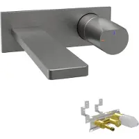Blaufoss Eris EcoStart inbouw wastafelkraan Brushed Gunmetal incl. inbouwelement