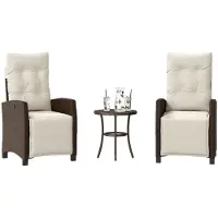 vidaXL 3-delige Bistroset met kussens poly rattan bruin