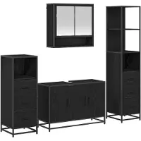 vidaXL Badkamermeubel Set 4 st Zwart Eiken 90 x 33 x 60 cm