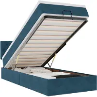 vidaXL Ottoman bed met matras en LED's 90x200cm fluweel donkerblauw