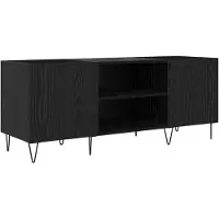 vidaXL Platenkast met plank met opslag Zwart Eiken 121 x 38 x 48 cm