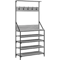 vidaXL Kledingrek met schoenenrek 90x34x184 cm grijs sonoma eikenkleur