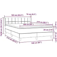 vidaXL Boxspring met matras fluweel zwart 160x210 cm
