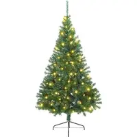 vidaXL Kunststof Voorverlichte Kerstboom met 300 LED Groen 210 cm PVC