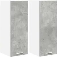 vidaXL - Hangkast - 2 - pcs - Beton - Grijs - en - Wit - 30 - x - 31 - x - 80 - cm - Bewerkt - hout