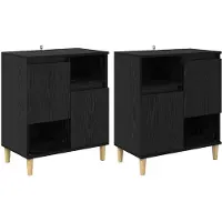 vidaXL Dressoirs 2 st Zwart Eiken 60 x 35 x 70 cm Bewerkt hout