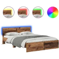 vidaXL Bedframe met hoofdeinde Oud Hout 140 x 190 cm Bewerkt hout