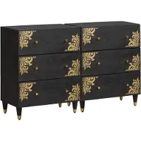 vidaXL Dressoir 2 st 60 x 33 x 75 cm Massief Mango Hout Zwart