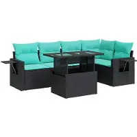 vidaXL 6-delige Loungeset met kussens poly rattan acacia zwart