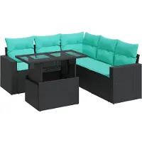 vidaXL 6-delige Loungeset met kussens poly rattan acacia zwart