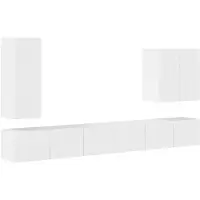 vidaXL Tv Wandkast Set 6 st Hoogglans wit