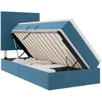 vidaXL LED opbergbed met matras Donkerblauw 100 x 200 cm Fluweel