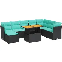 vidaXL 6-delige tuinmeubelset met kussens, zwart, polyrotan