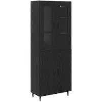 vidaXL Highboard 2 st Zwart Eiken 69,5 x 34 x 180 cm Bewerkt hout