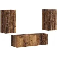 vidaXL Tv Wandkast Set 4 st Oudhout Bewerkt hout