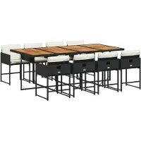 vidaXL 9-delige Tuinset poly rattan zwart
