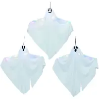 vidaXL Halloween Hangende Geest 3 st Wit 52 x 62 cm Polyester